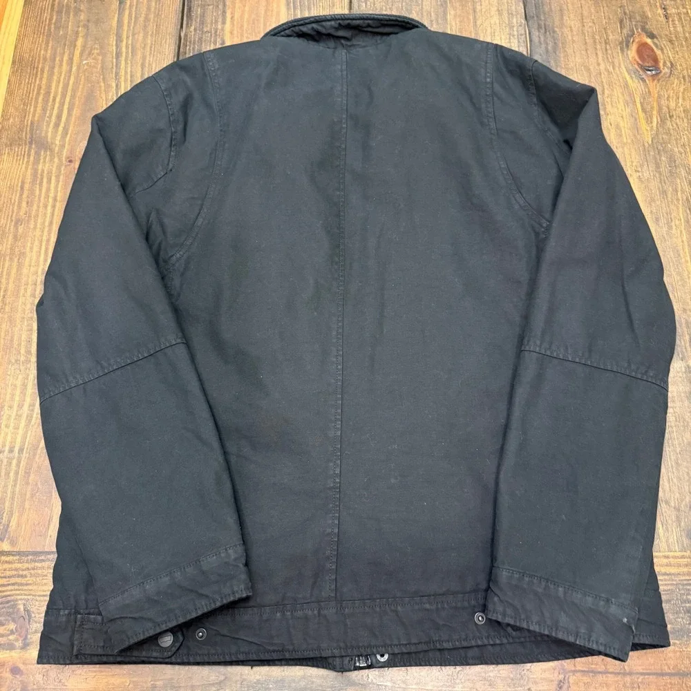 Levis Mens Black Canvas Quilted Field Jacket XL Full‎ Zip Snap utility, pockets